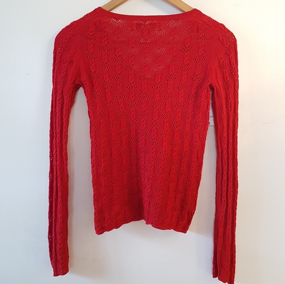 Banana Republic Cable & Lace V-neck Knit in Red - Picture 2 of 3